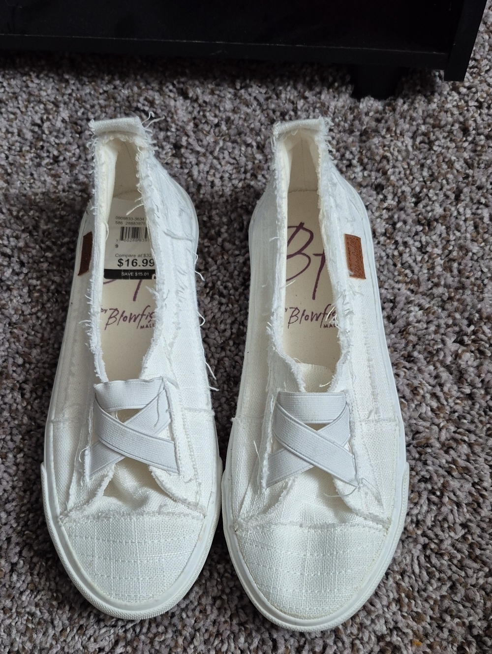 Blowfish White Frayed Canvas Slip-On Flats